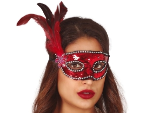 MASKA WENECKA CEKINY PIÓRKA CZERWONA
