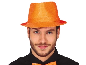 KAPELUSZ AL CAPONE CEKINY POMARAŃCZOWY