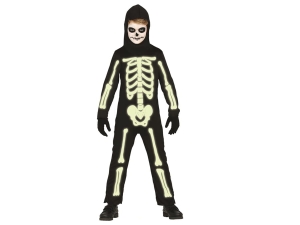 STRÓJ KOMBINEZON SZKIELET FLUORESCENCYJNY CZARNY 110-115