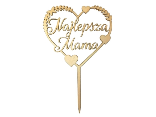 KARTECZKA NA PIKU DZIEŃ MATKI SERCE NAJLEPSZA MAMA 16cm 1szt