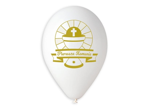 BALON BIAŁY PIERWSZA KOMUNIA 30cm 1szt