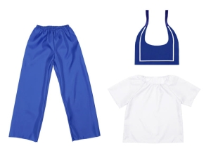 ZESTAW GALOWY BIAŁO-NIEBIESKI 134-140 3el