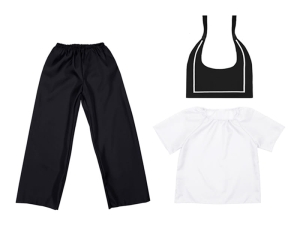 ZESTAW GALOWY BIAŁO-CZARNY 116-128 3el