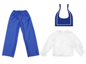 ZESTAW GALOWY BIAŁO-NIEBIESKI 134-140 3el