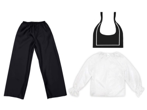 ZESTAW GALOWY BIAŁO-CZARNY 116-128 3el