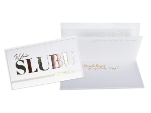 KARTKA ŚLUBNA W DNIU ŚLUBU BIAŁA 21,5x11cm