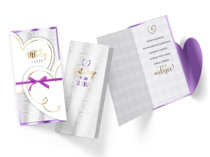 KARTKA ŚLUBNA MŁODEJ PARZE SREBRNA 21,5x11cm