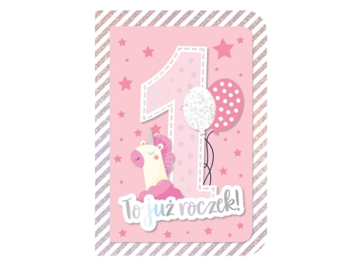 KARTKA ROCZEK TO JUŻ ROCZEK JEDNOROŻEC RÓŻOWA 17x12cm
