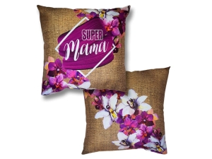 PODUSZKA SUPER MAMA BRĄZOWO-RÓŻOWA 35x35cm
