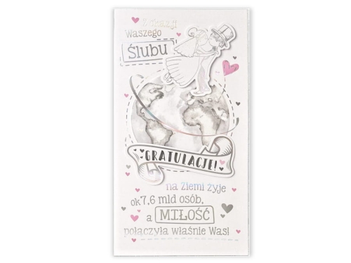 KARTKA ŚLUBNA DWA SERCA JEDNA MIŁOŚĆ 22x11cm 1szt