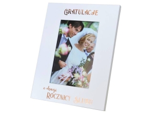 RAMKA NA ZDJĘCIE ROCZNICA ŚLUBU BIAŁA 22x17cm