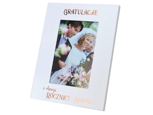 RAMKA NA ZDJĘCIE ROCZNICA ŚLUBU BIAŁA 22x17cm