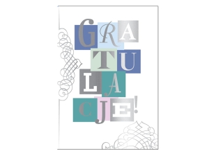 KARTKA ŻYCZENIA GRATULACJE BIAŁA 16,5x12cm 1szt