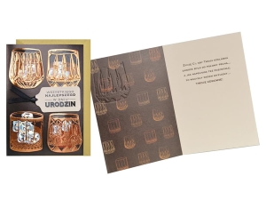 KARTKA URODZINY SZKLANKI WHISKY BRĄZOWA 17x12cm