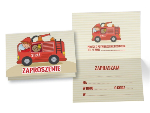 ZAPROSZENIA STRAŻAK STRAŻ POŻARNA 5szt
