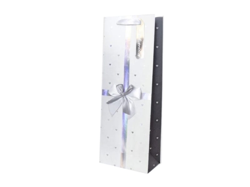 TOREBKA PREZENTOWA KOKARDA SERDUSZKA SREBRNA 36x13cm 1szt