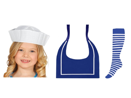 ZESTAW MARYNARZ BIAŁO-NIEBIESKI 3el