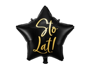 BALON PARTY DECO GWIAZDA STO LAT CZARNY 19" 47cm