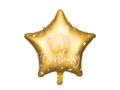 BALON GWIAZDA HAPPY BIRTHDAY ZŁOTY 16" 40cm