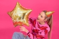 BALON GWIAZDA HAPPY BIRTHDAY ZŁOTY 16" 40cm