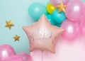 BALON GWIAZDA HAPPY BIRTHDAY PUDROWY RÓŻ 16" 40cm
