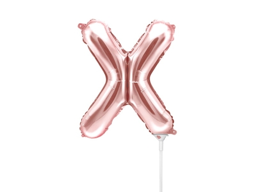 BALON LITERA X RÓŻOWE ZŁOTO 14'' 35cm