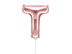 BALON PARTY DECO LITERA T RÓŻOWE ZŁOTO 14'' 35cm