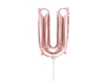 BALON LITERA U RÓŻOWE ZŁOTO 14'' 35cm