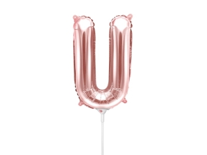 BALON PARTY DECO LITERA U RÓŻOWE ZŁOTO 14'' 35cm