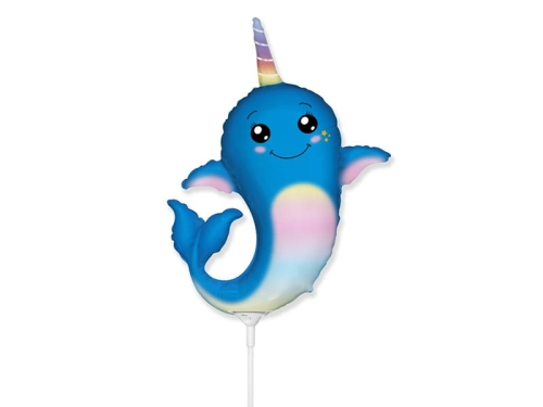 BALON NARWAL NIEBIESKI 14'' 36cm