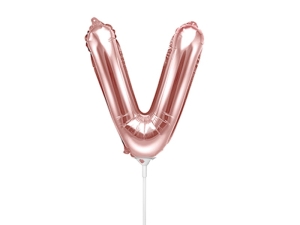 BALON PARTY DECO LITERA V RÓŻOWE ZŁOTO 14'' 35cm