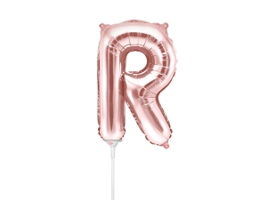 BALON PARTY DECO LITERA R RÓŻOWE ZŁOTO 14'' 35cm