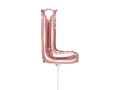 BALON LITERA L RÓŻOWE ZŁOTO 14'' 35cm