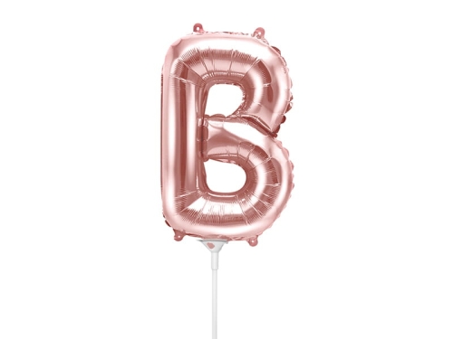BALON LITERA B RÓŻOWE ZŁOTO 14'' 35cm