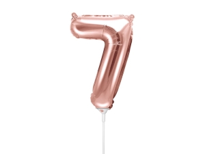 BALON CYFRA 7 RÓŻOWE ZŁOTO 14'' 35cm