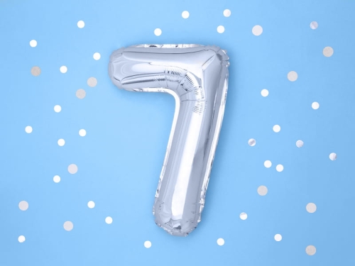 BALON CYFRA 7 SREBRNY 14'' 35cm