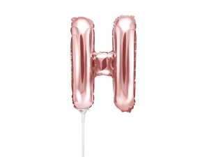 BALON PARTY DECO LITERA H RÓŻOWE ZŁOTO 14'' 35cm
