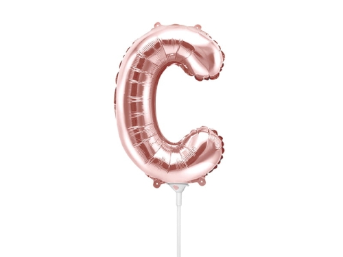 BALON LITERA C RÓŻOWE ZŁOTO 14'' 35cm