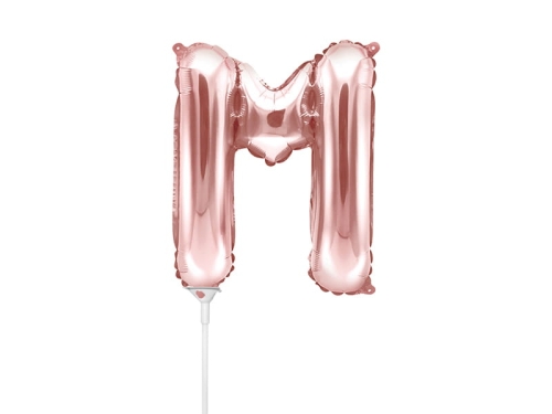BALON LITERA M RÓŻOWE ZŁOTO 14'' 35cm