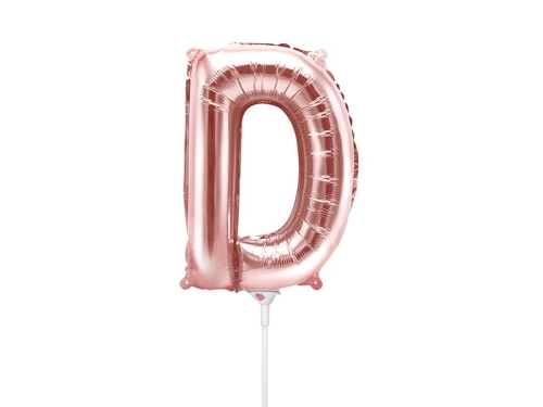 BALON LITERA D RÓŻOWE ZŁOTO 14'' 35cm