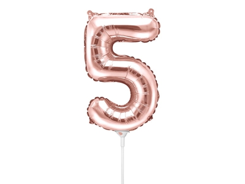 BALON CYFRA 5 RÓŻOWE ZŁOTO 14'' 35cm