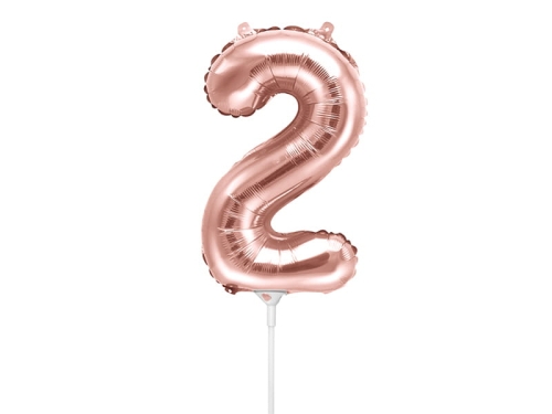 BALON CYFRA 2 RÓŻOWE ZŁOTO 14'' 35cm