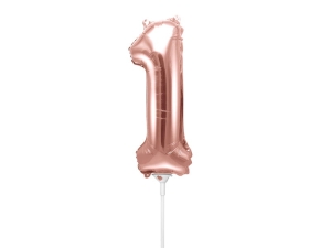 BALON CYFRA 1 RÓŻOWE ZŁOTO 14'' 35cm