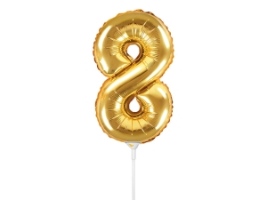 BALON CYFRA 8 ZŁOTY 14'' 35cm