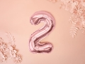 BALON CYFRA 2 RÓŻOWE ZŁOTO 14'' 35cm
