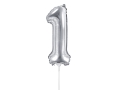 BALON CYFRA 1 SREBRNY 14'' 35cm