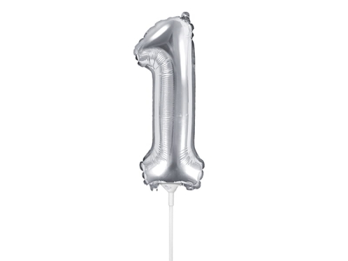BALON CYFRA 1 SREBRNY 14'' 35cm
