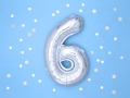 BALON CYFRA 6 SREBRNY 14'' 35cm
