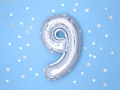 BALON CYFRA 9 SREBRNY 14'' 35cm
