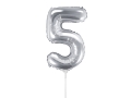 BALON CYFRA 5 SREBRNY 14'' 35cm